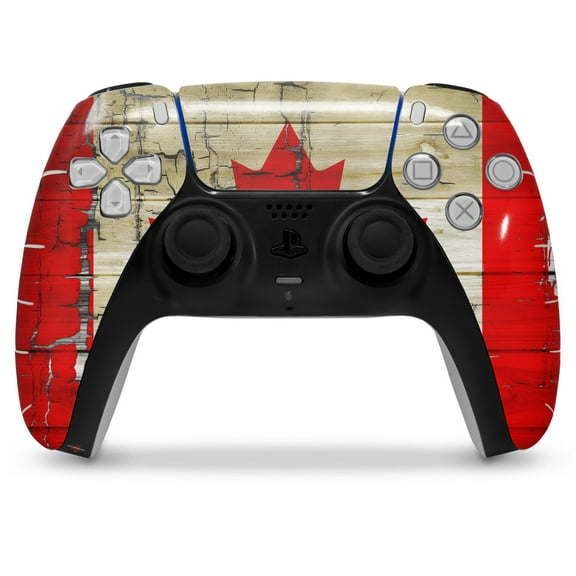 WraptorSkinz Skin Wrap compatible with the Sony PS5 DualSense Controller Painted Faded and Cracked Canadian Canada Flag (CONTROLLER NOT INCLUDED)