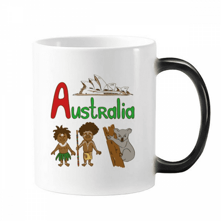 

Australia National symbol Landmark Pattern Changing Color Mug Morphing Heat Sensitive Cup With Handles 350 ml