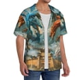 thumbnail image 2 of Naloa Red Blue Dragon Battle Epic Men's Loose Fit Cuban Collar Short-Sleeve Shirt, Hawaiian Shirts, Mens Shirts Casual for Everyday Wear Outings-Small, 2 of 5