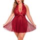 thumbnail image 4 of Lencería Sexy de talla grande para mujer, camisón de encaje con cuello Halter, camisón de tentación, picardías, ropa interior, camisón + Tanga, ropa de dormir Fridja nalpqowj39444, 4 of 7