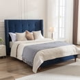 thumbnail image 4 of Queen Size Platform Bed Frame, Upholstered Queen Bed With 54" High Headboard And Nailhead Trim Wingback, Traditional Hand Buttoned Tufting Bed, No Box Spring Needed, 4 of 9