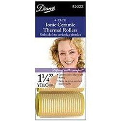 4 Pack Self Grip Ionic Ceramic Thermal Rollers * Yellow 1-1/4-inch, Hair retains moisture, heats from the inside out By