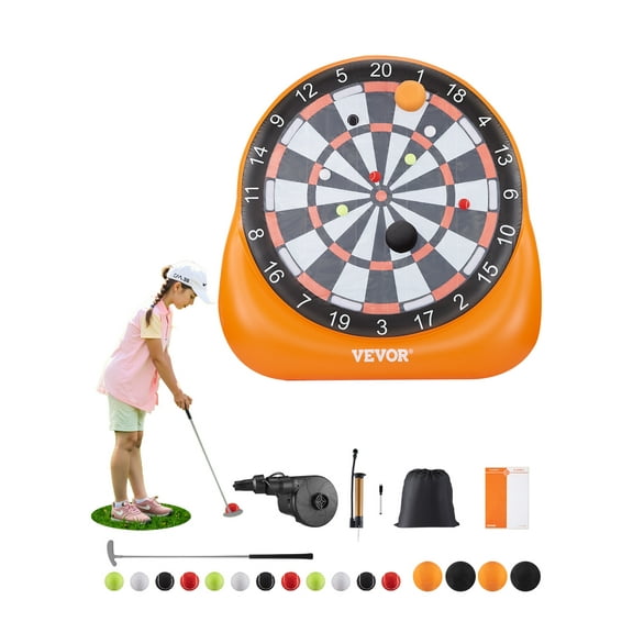 VEVOR Inflatable Soccer Dart Board,over 6 ft High Giant Soccer Dart Board with 4 Kick Balls,12 Tennis and Air Pump, 3-Min Setup,Ideal for Giant Yard Games, Giant Kick Darts Game, Backyard Golf Game