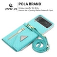 thumbnail image 2 of ELEHOLD for Samsung Galaxy Z Flip 4 6.7 inch Wallet Case, Zipper Purse Card Holder Crossbody Shoulder Strap Magnetic Snap Kickstand Function Shockproof Faux Leather Case for ZFlip4,Cyan, 2 of 11