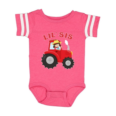 

Inktastic Farmer Tractor Little Sis Gift Baby Girl Bodysuit