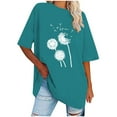 thumbnail image 2 of WREESH Casual Graphic Crew Neck T-Shirts Women's Oversized Loose Short Sleeve Tops Blue, 2 of 5