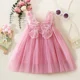 thumbnail image 3 of Ropa navideña para niños pequeños, vestidos de tul para niñas pequeñas, sin mangas, con volantes, bordado, vestido de tutú con flores, vestido de cumpleaños de princesa, 3 of 5