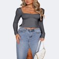 thumbnail image 2 of Solid Slit Crop Top Streetwear for Women, 2 of 7