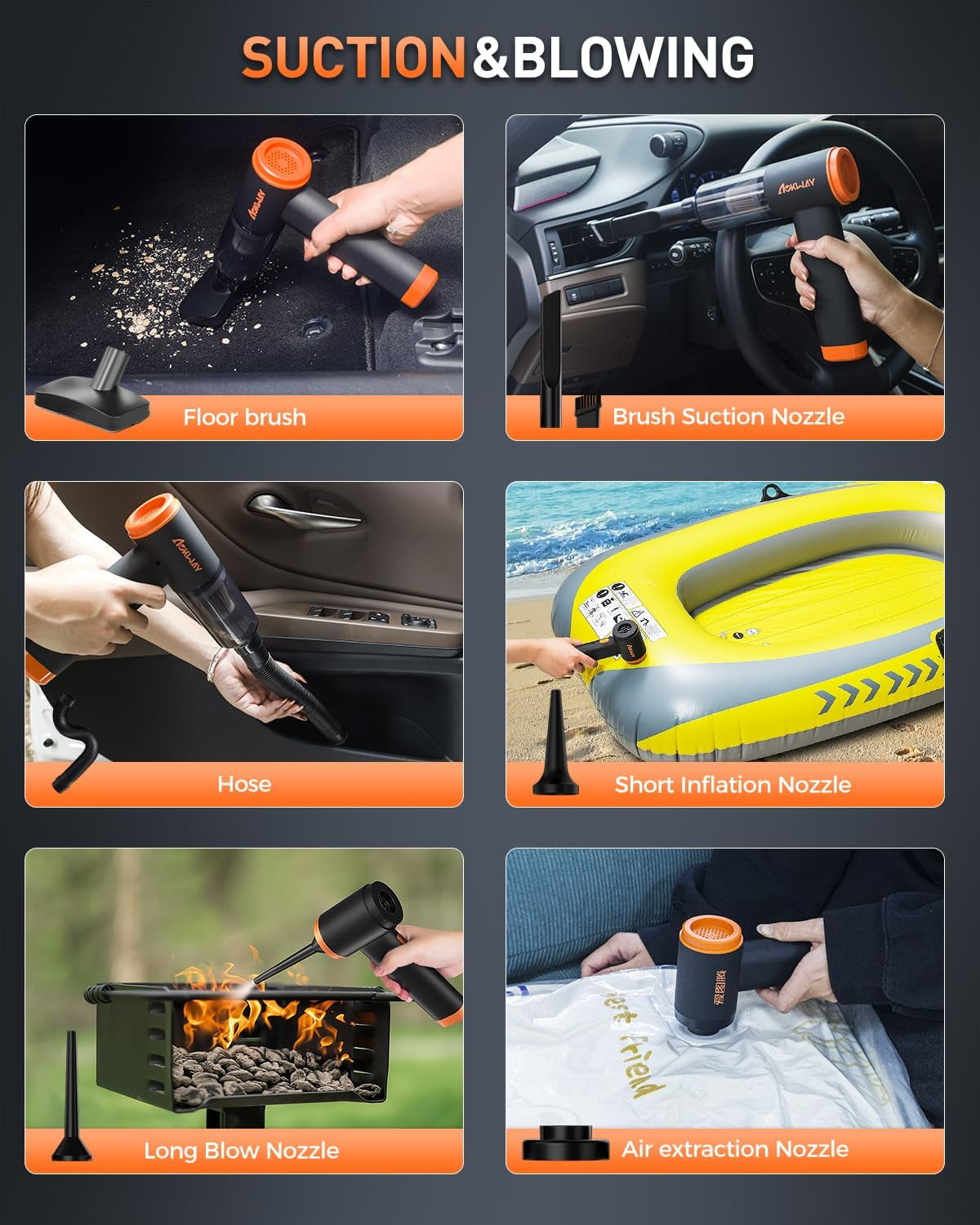 aokway Car Vacuum Portable Cordless 20000PA Powerful Suction, Mini Vacuum Cleaner for Car, Electric Air Duster & Blower, Mini Handheld Vacuum 4-in-1 Rechargeable for Home, Office Desk Cleaning
