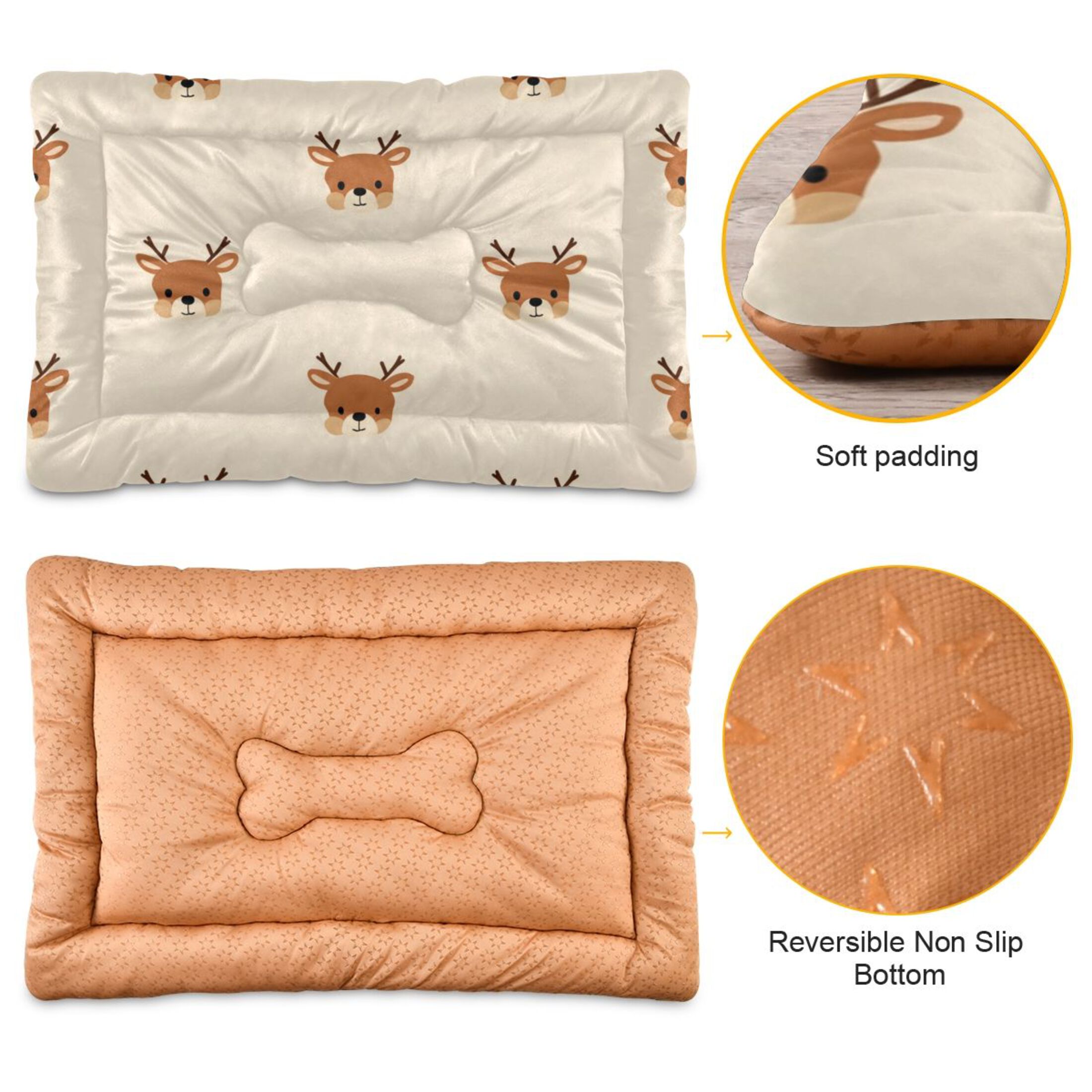 Cozy Mat Pet Bed Indoor Outdoor Warm Soft For Cat Dog Puppy(S/M) Beige Background