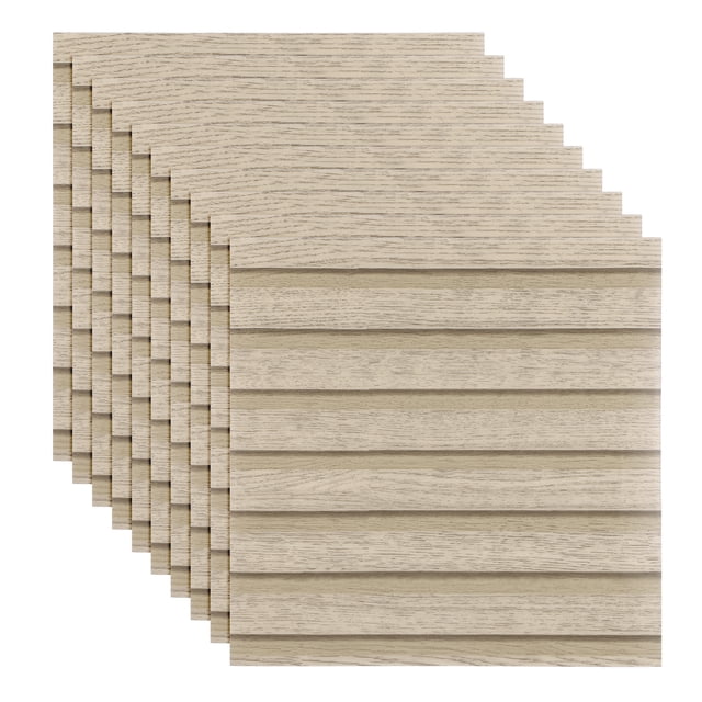 Uxcell 10 piezas de azulejos autoadhesivos para salpicaduras 11.8"x11.8" PVC pared textura de madera gruesa autoadhesiva impermeable para cocina, baño, dormitorio, beige