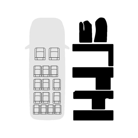 Carpet Floor Mats, Custom Fit, Black, 6-Piece Set, Fits 2015-2024 Ford Transit 15 Passenger, Made in USA