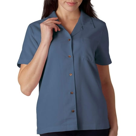 Cabana Banana Collection - UltraClub 8981 Cabana Breeze Ladies Camp Shirt -Wedgewood-X-Small