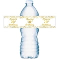 thumbnail image 3 of 70th Birthday Water Bottle Labels; Set of 25 Waterproof Water Bottle Wrappers; Gold and White. Happy Birthday Labels, 3 of 4