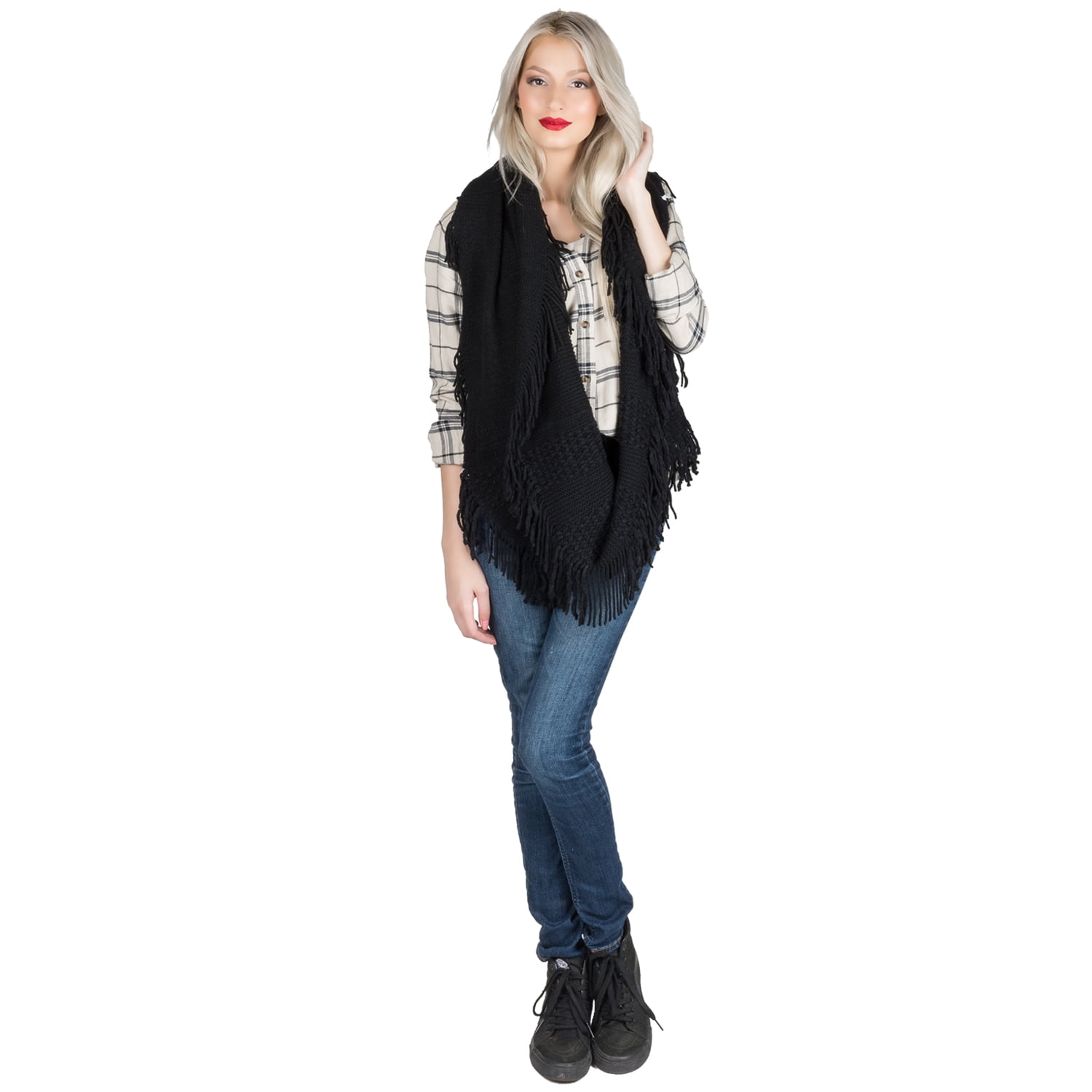 Light Weight Travel Warm Wrap Blanket Fringed Scarf
