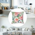 thumbnail image 5 of BANET Throw Pillow Cover Set of 2, Nostalgic Themed Bunch of Buds Fresh Nature, Decorative Square Covers for Couch Bed &amp; Sofa, Green Pink Off White 12x12in, 5 of 7