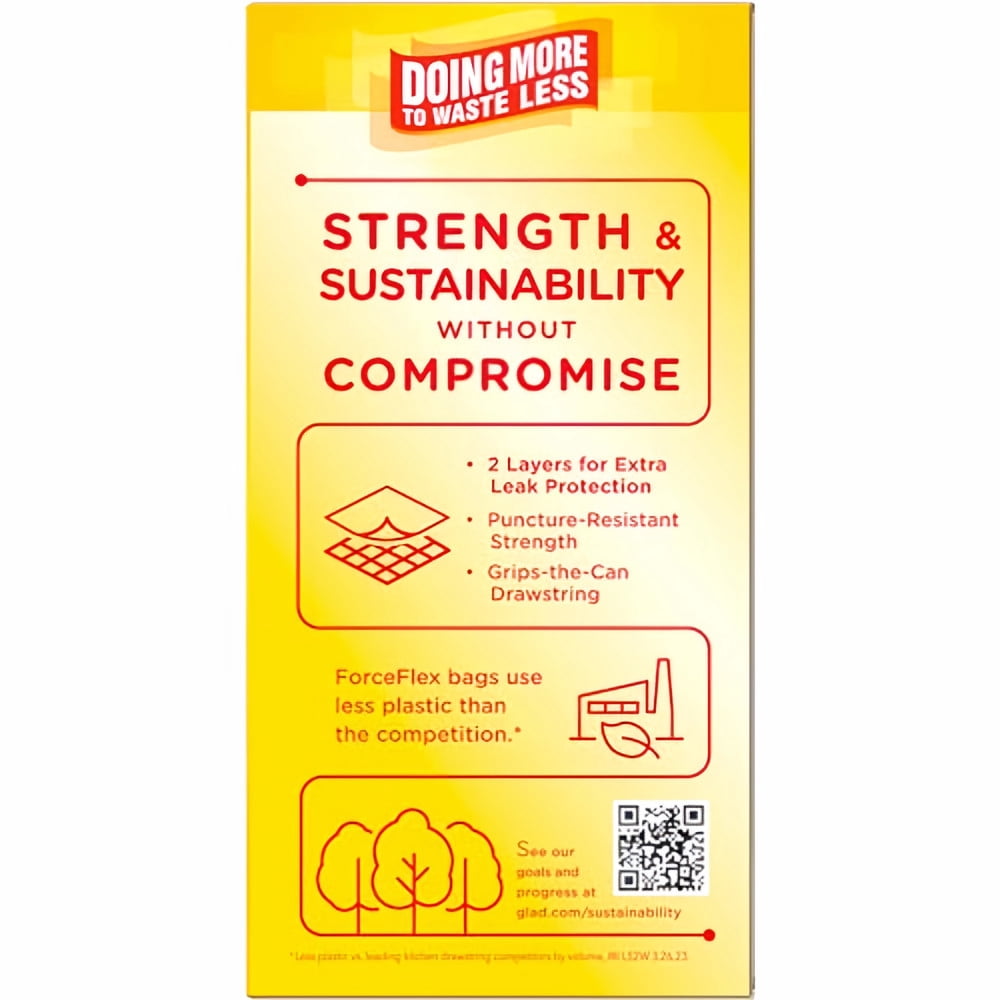 Glad ForceFlex Tall Kitchen Drawstring Garbage Bags 13 Gal Pine-Sol Scent (Pack of 4)