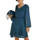 thumbnail image 1 of Vestido De Manga Larga Para Mujer, Cuello En V Vestido De Manga Larga Estilo De Línea Estampado De Puntos Elegante Puño Elástico Para Club Para Vacaciones Para Dama ANGGREK Otros, 1 of 6