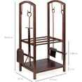 thumbnail image 2 of SSyao 5-Piece Indoor Outdoor Wrought Iron Firewood Log Storage Rack Holder Firepit Tools Set for Fireplace, Fire Pit, Stove w/Hook, Broom, Shovel, Tongs-Copper, 2 of 12