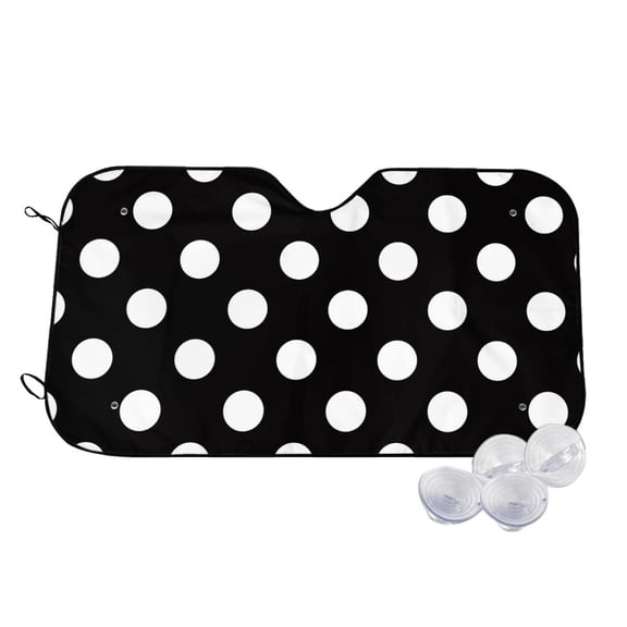 Kdxio Black and White Polka Dot Print Windshield Sun Shade,UV Rays and Sun Heat Protection,Sunshade for Car Windshield,Car Shade Front Windshield - Small