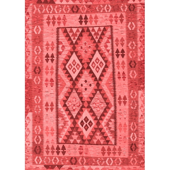 Ahgly Company Indoor Rectangle Abstract Red Contemporary Area Rugs, 3' x 5'