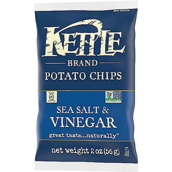 Kettle Brand Potato Chips, Sea Salt and Vinegar, 2-Ounce Bags, 6 Count