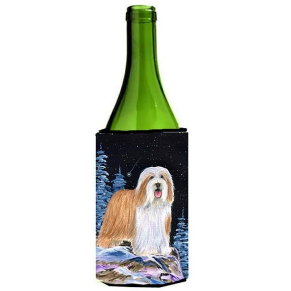 Starry Night Bearded Collie Wine bottle sleeve Hugger 24 oz.