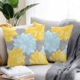 thumbnail image 3 of Outdoor Pillow Cover Blue Yellow Flowers Set of 2 Waterproof Throw Pillowcases Plant Leaf Decorative Patio Furniture Pillows for Couch Garden Indoor & Outdoor Use, 3 of 9
