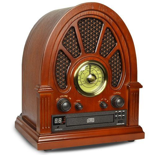 Vintage Retro Classic Style AM/FM Dual Alarm Clock Radio w CD Player Bluetooth 