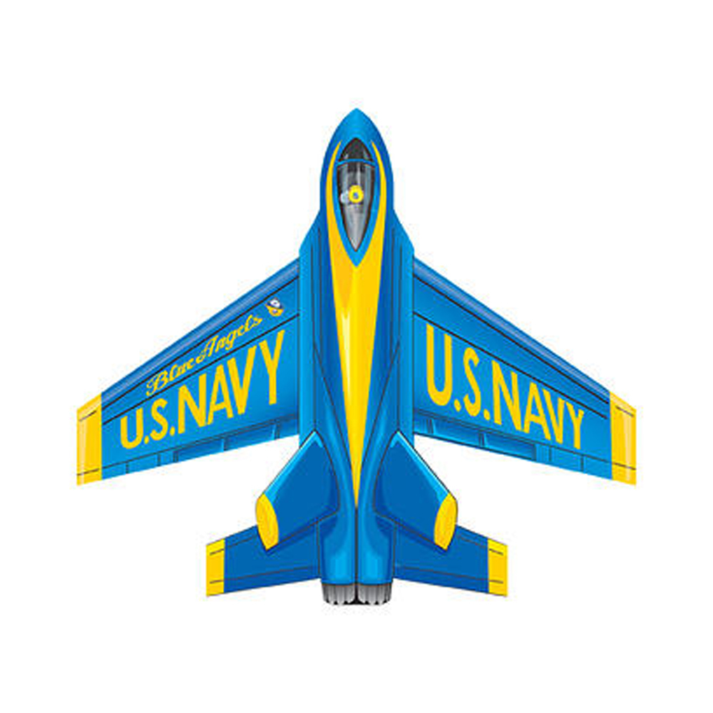 WindnSun MicroJet Mini Mylar Airplane Kite Blue Angels 4.7" Wide