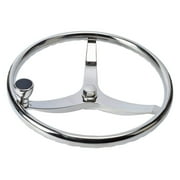 SeaLux 316 Stainless Steel Boat Steering Wheel 3 Spoke 13-1/2" Dia, with 5/8" -18 Nut and Turning Knob for Seastar and Verado
