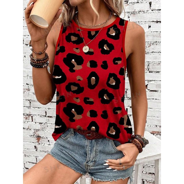 2024 Nouveau Débardeur Imprimé Nation Indienne pour Femmes Mode de Rue Extérieure T-shirt Sans Manches Été Quotidien Décontracté Col Rond Débardeur