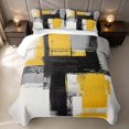 thumbnail image 2 of Erosebridal Yellow Gray White Black Bed Spread Queen, Aesthetic Oil Painting Queen Coverlet Set, Black Reversible 3pcs 1 Quilt and 2 Pillowcases, 2 of 7