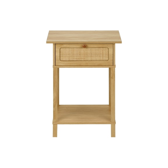 Xukmct 1 Drawer Beside Table with 1 Bottom Shelf, Wood Nightstand for Bedroom, Living Room, Brown