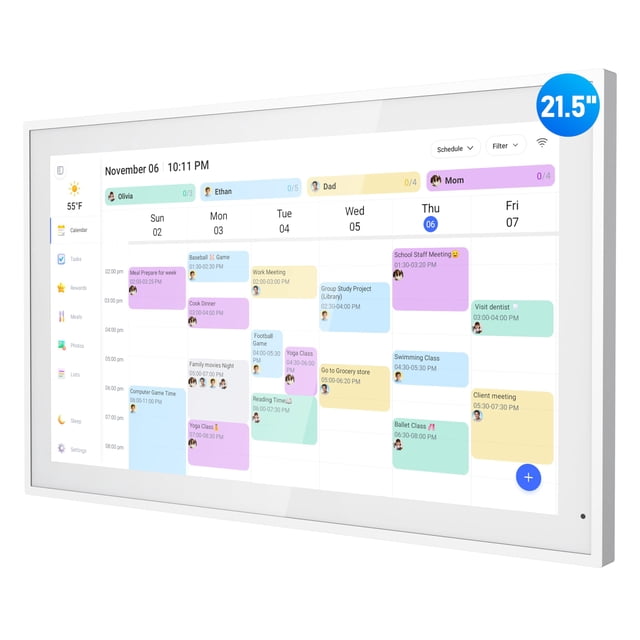 Organizador digital con calendario flyEVfish de 21,5" con pantalla táctil