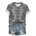 thumbnail image 6 of Aobny Sexy Tops for Women Going Out Plus Size Gray T-Shirt Western Crew Neck Short Sleeve T-Shirt, 6 of 6