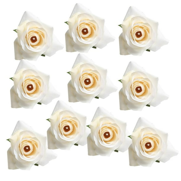 10 Piezas de 55 Mm Seda Artificial Flores Flores de Flores para Flores Beso para Boda // Habitación / Coche / Decoración de Primavera DIY crema Macarena Cabeza de flor