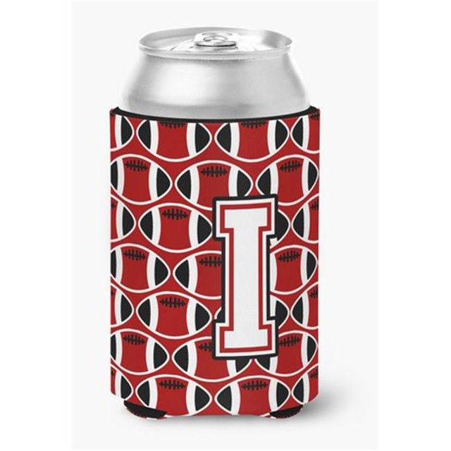 Letter I Football Cardinal & White Can or Bottle Hugger
