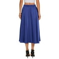 thumbnail image 3 of WTOBBY Women's Bohemian Solid Color Pocket Skirt Casual High Waist Maxi Skirt with Elastic Waist Drawstring Tiered Flowy Long Skirt for Summer Beach,Dark Blue S, 3 of 4