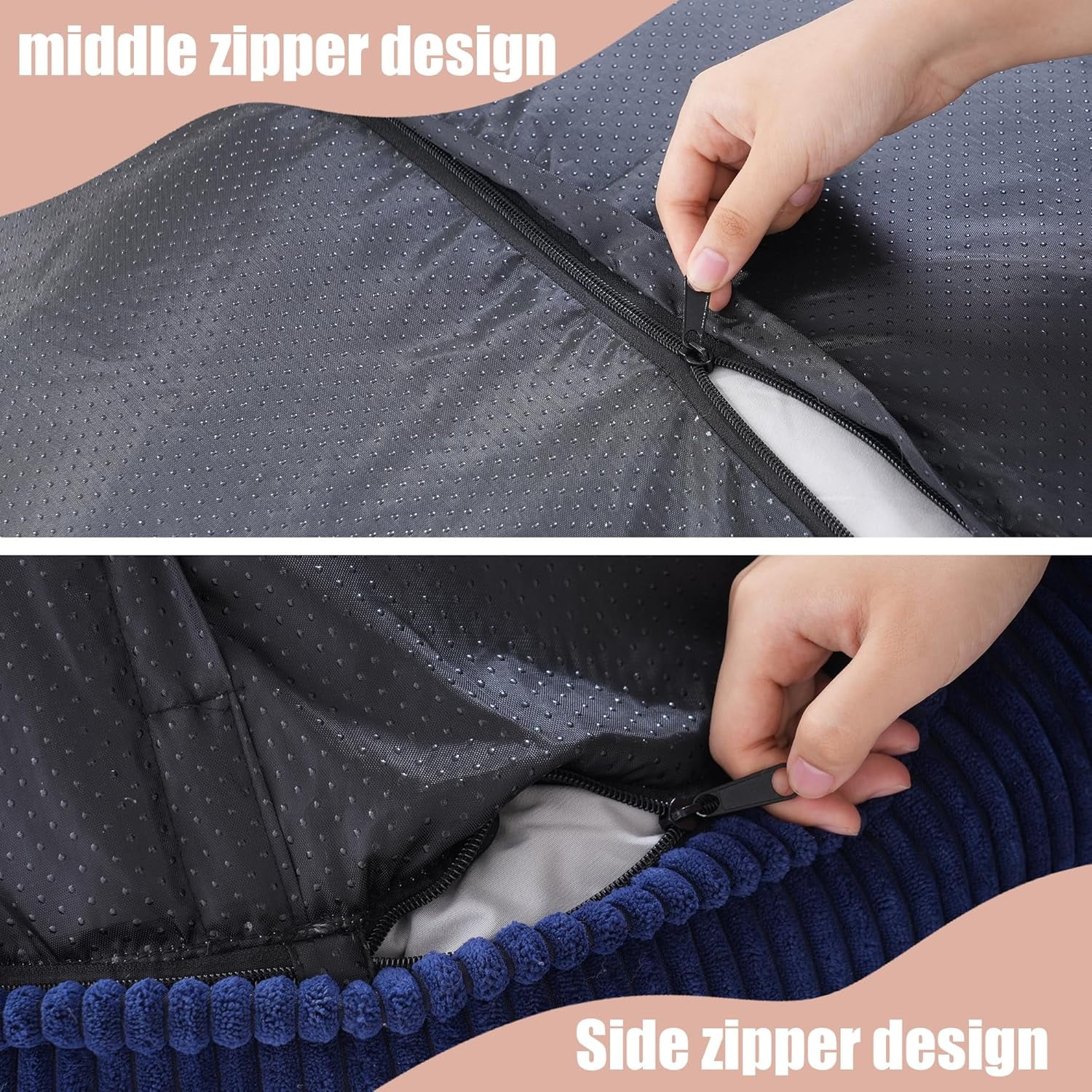Donut Dog Bed,36 Inches Calming Round Dog Beds for Large Dogs,Washable Anti Anxiety Cuddler Dog Bed with Removable Cover(Navy Blue,Large)