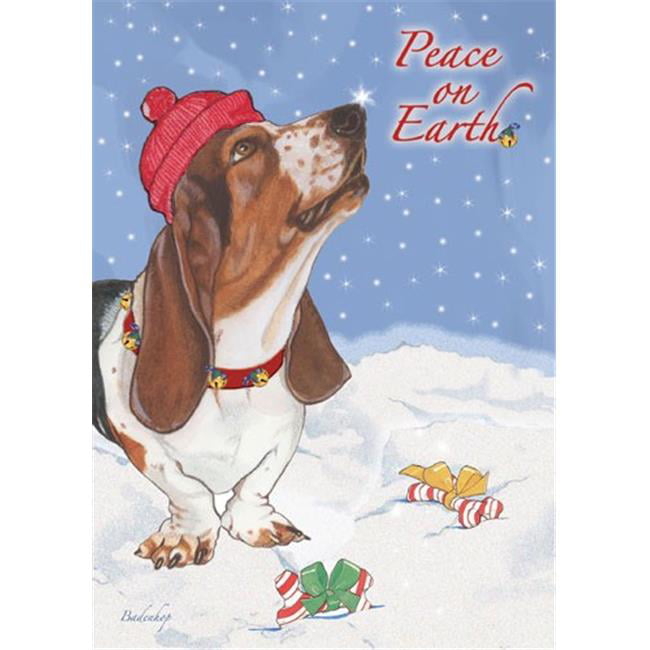 Box of 16 Cards & 16 Envelopes Basset Hound Dog Christmas Cards 
