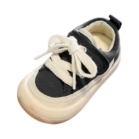 Quealent Toddler/Little Kid Boys Girls Shoes Non Slip Rubber Sole Loafers Toddler First Walker Crib Shoes (Black 7.5)