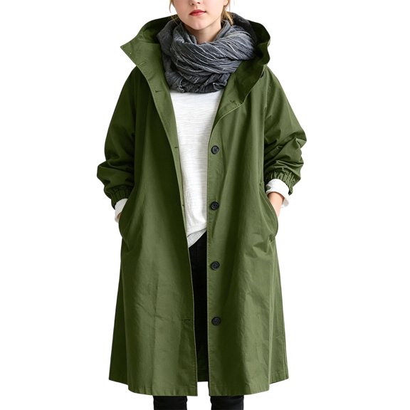 Toddler Kids Boys Girls Unisex Long Hooded Trench Coat with Button Down Front and Pockets Casual Outerwear Jacket 4-5 Years
