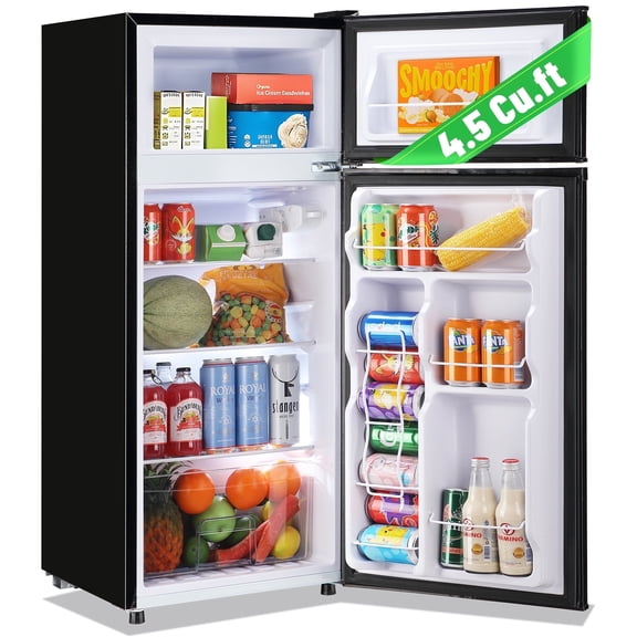 DEMULLER 4.5 Cu.ft Mini Refrigerator Double Door Mini Fridge Top Freezer for Office Apartment Silver