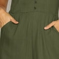 thumbnail image 4 of fartey Cotton Linen Jumpsuits for Women Solid Color Button up Pockets Relaxed Romper V Neck Short Sleeve Summer Lounge Onesies, 4 of 6