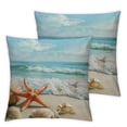 thumbnail image 2 of Acheng Beach Farmhouse Decoration Throw Pillow Cover, Seashells Starfish Conch Waves Ocean Pillow Cover, XXX Pillowcase Summer Outdoor Cushion Covers for Bed, Living Room, Couch,2 Pcs White, 2 of 6