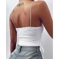 thumbnail image 3 of Women Spaghetti Strap V Neck Camisole Sleeveless Slim Sexy Side Corset Top Drawstring Casual Tank Tops, 3 of 5