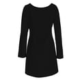 thumbnail image 4 of BangWanChi Black Dresses for Women Fall and Winter New Slim Temperament Dress V-neck Bubble Sleeve Pleated Skirt, 4 of 8