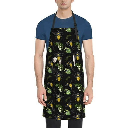 

Coaee Bee Floral for Waterproof Apron for Unisex Adult with Adjustable Bib Apron