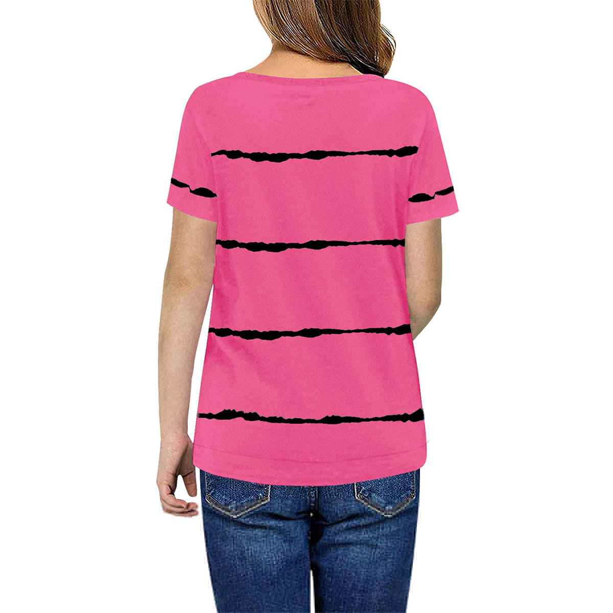thumbnail image 2 of Langwyqu Girls Casual Short Sleeve Striped T Shirts Kids Loose Tees Size 4-15, 2 of 5